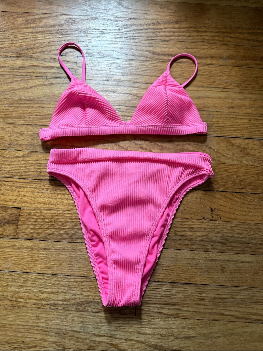 Hollister Bright Pink Swim Top - Ribbed Triangle